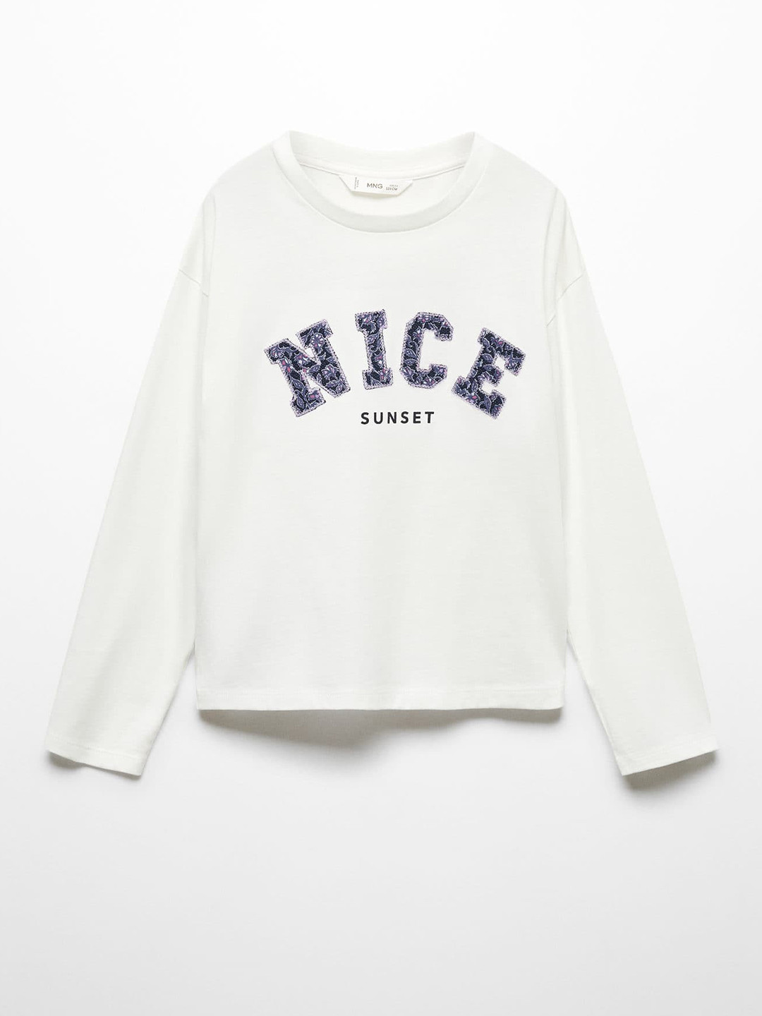 

Mango Kids Girls Typography Drop-Shoulder Sleeves T-shirt, White