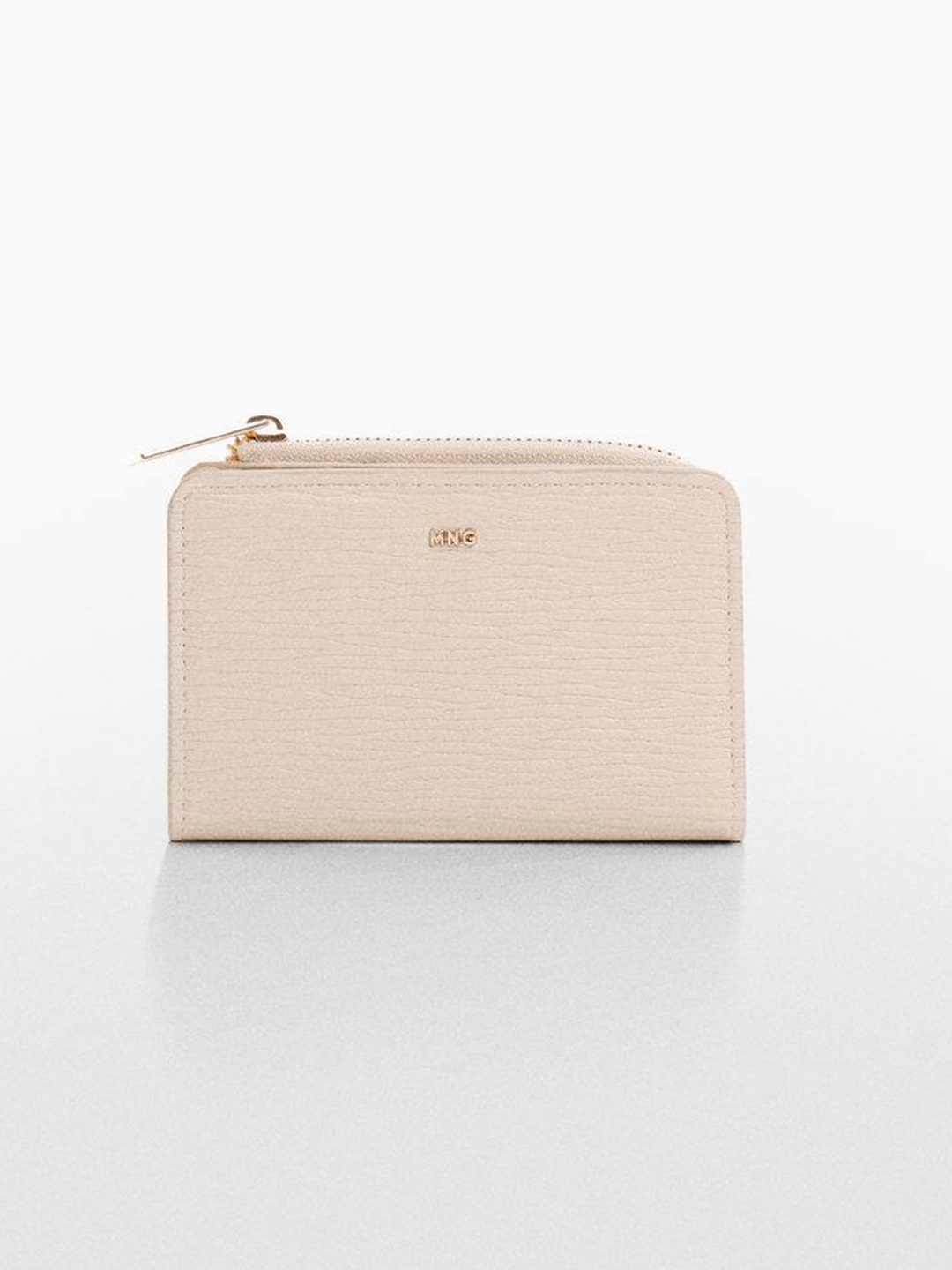 

MANGO Women Textured PU Two Fold Wallet, Beige