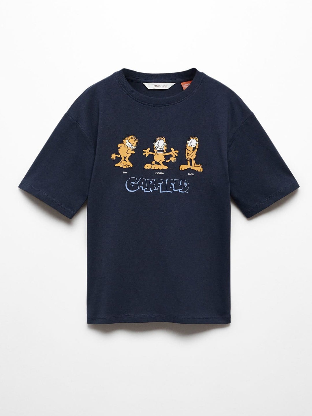 

Mango Kids Boys Pure Cotton Garfield Printed T-shirt, Navy blue