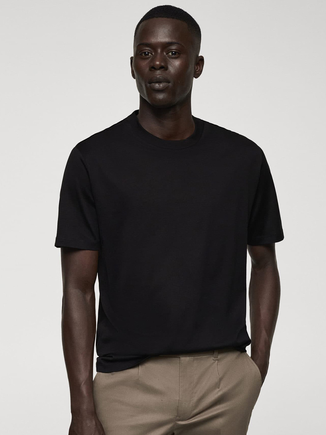 

MANGO MAN Pure Cotton T-shirt, Black