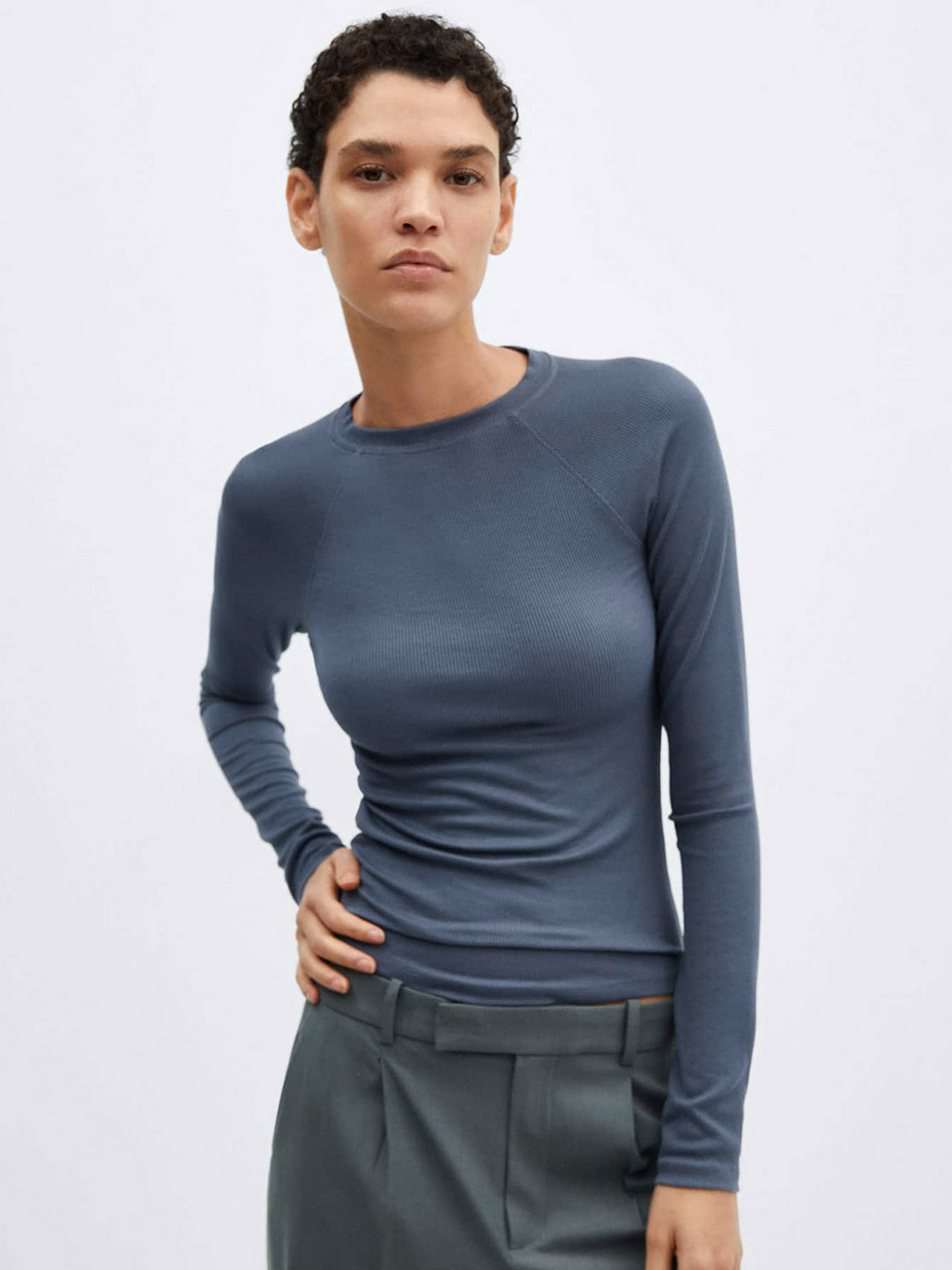 

MANGO Women T-shirt, Navy blue