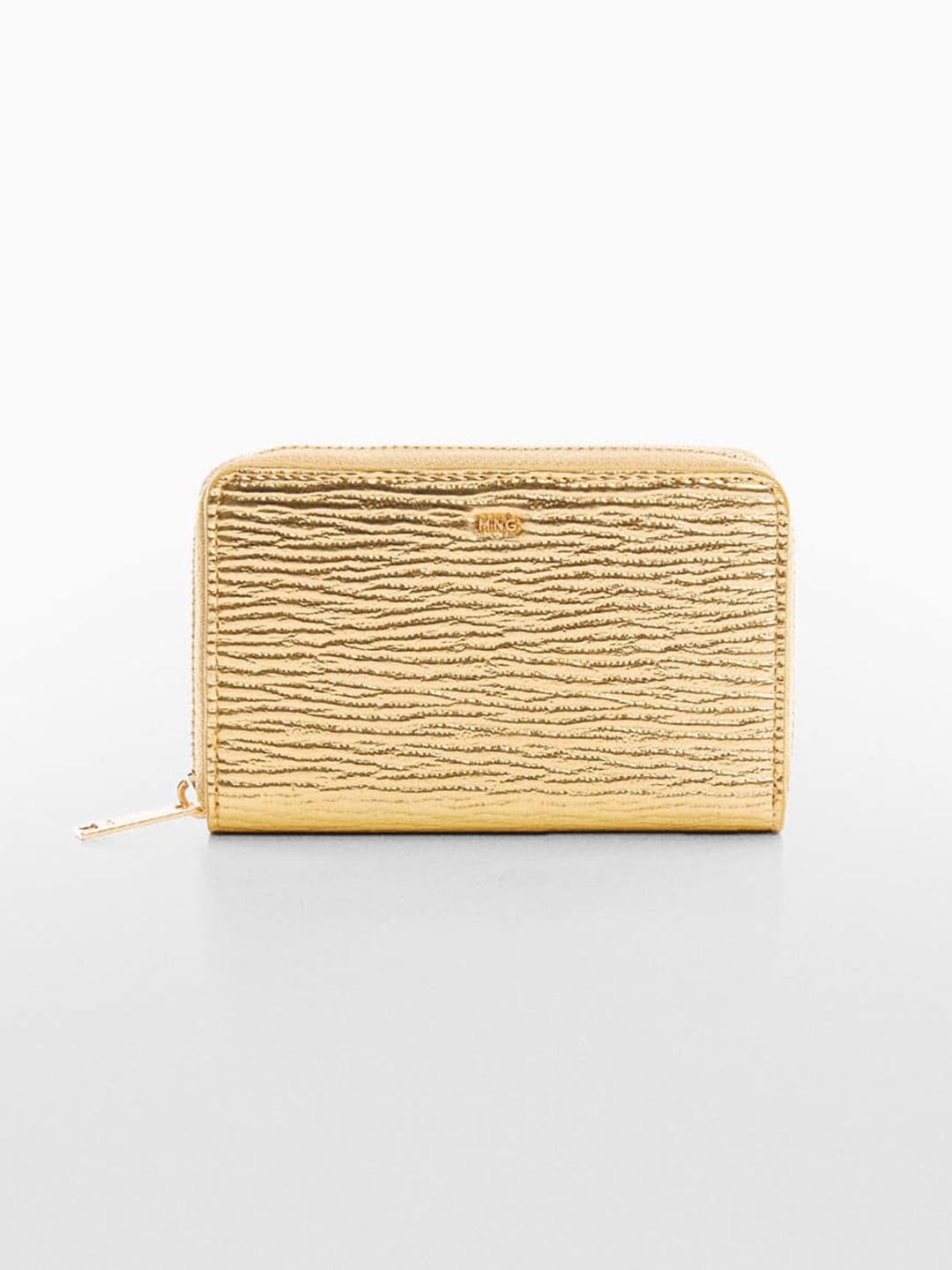 

MANGO Women Textured Zip Around Wallet, Gold