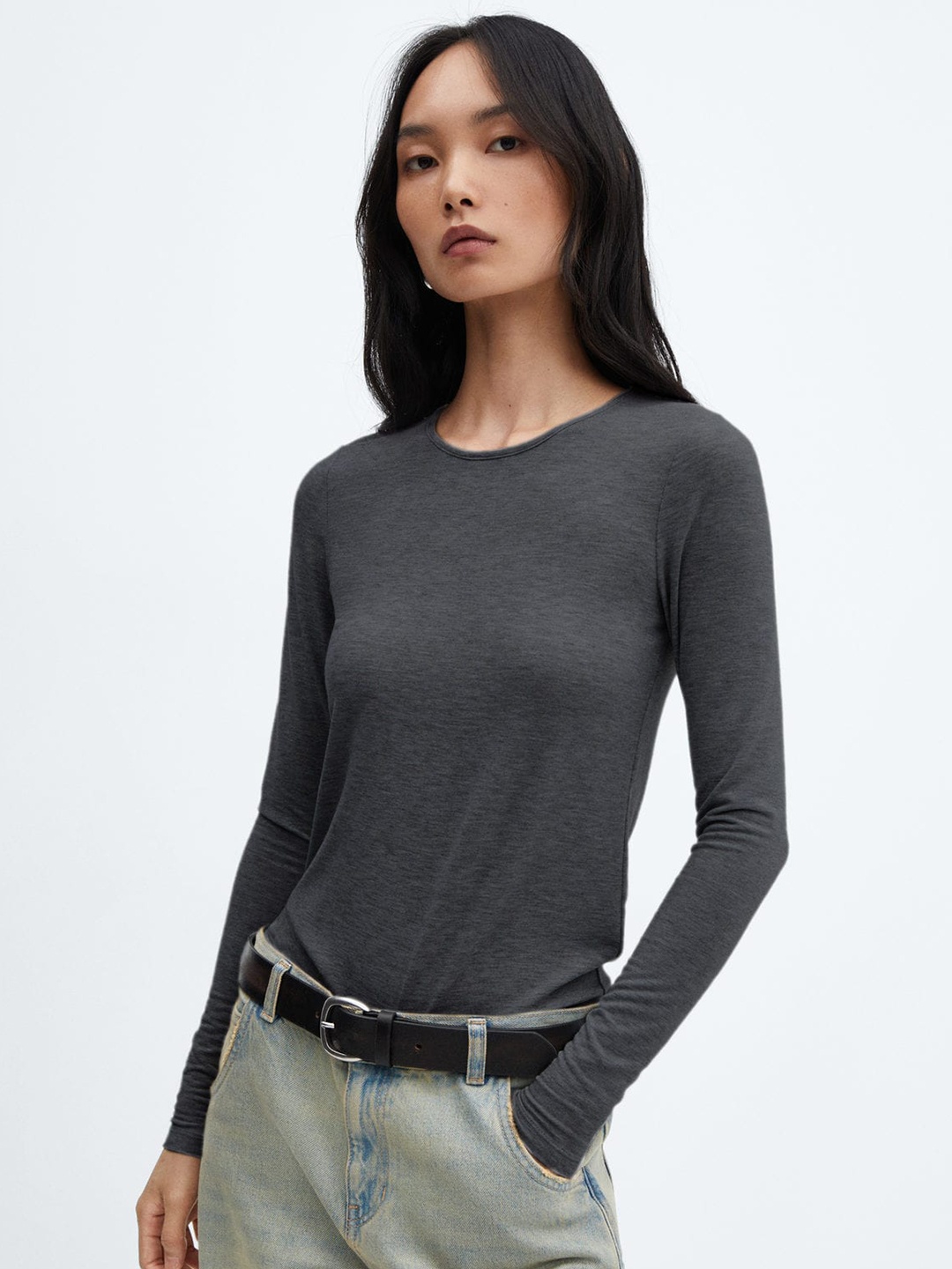 

MANGO Women T-shirt, Charcoal