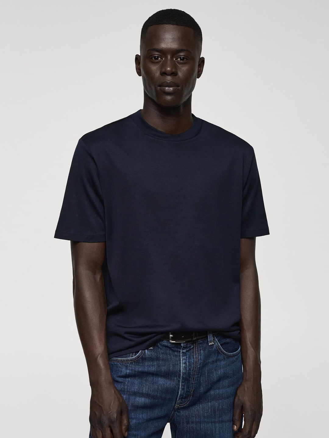 

MANGO MAN Pure Cotton T-shirt, Navy blue