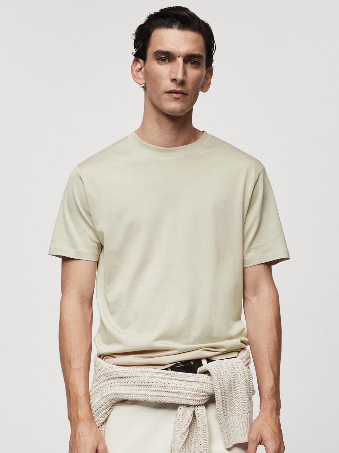 

MANGO MAN Pure Cotton T-shirt, Beige