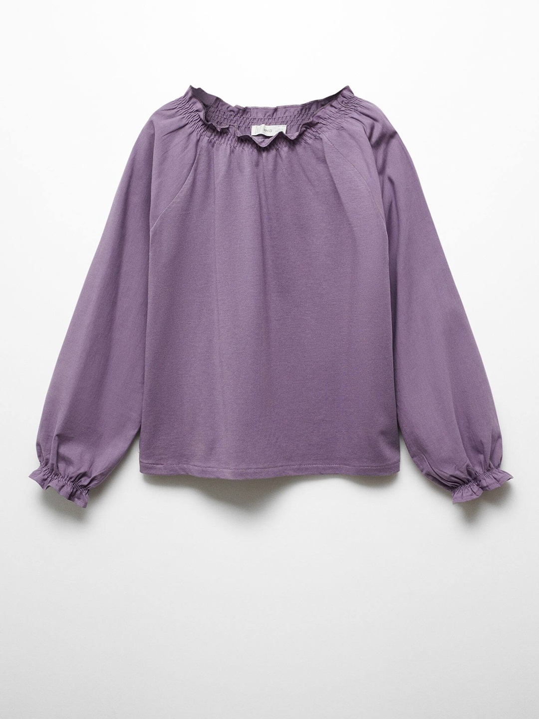 

Mango Kids Girls Cotton Puff Sleeve Top, Purple