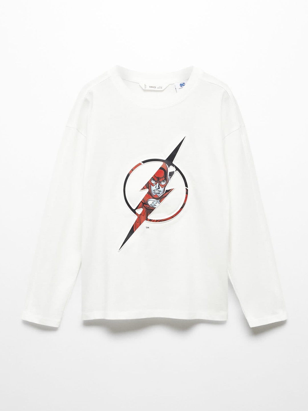 

Mango Kids Boys Flash Print Drop-Shoulder Sleeves Pure Cotton T-shirt, White