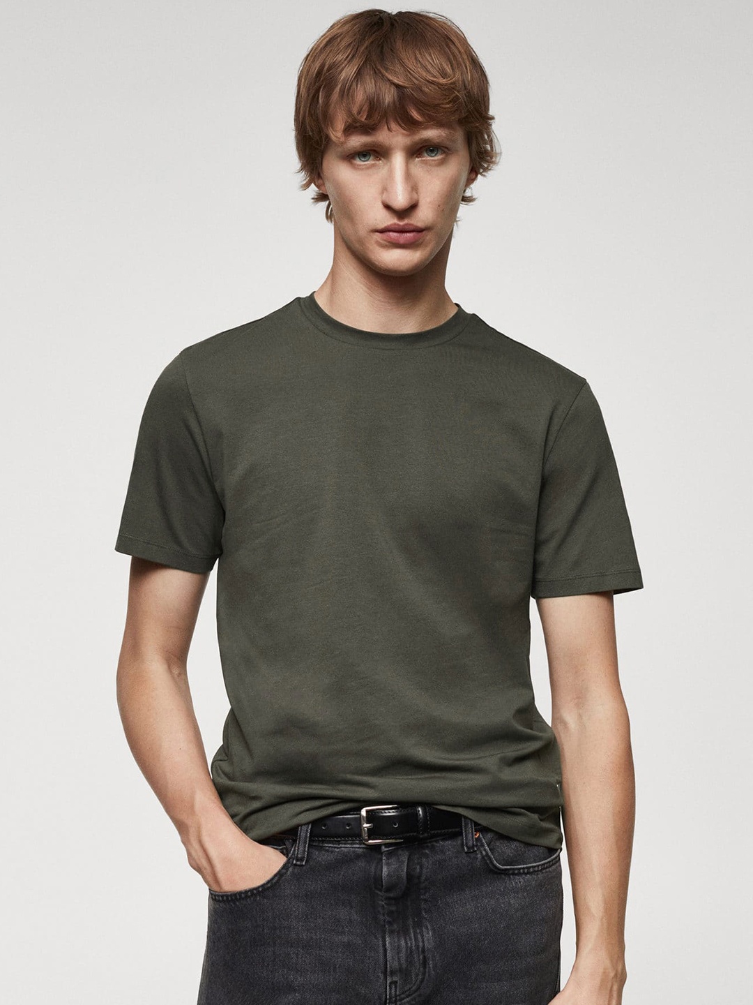 

MANGO MAN Stretch T-shirt, Olive