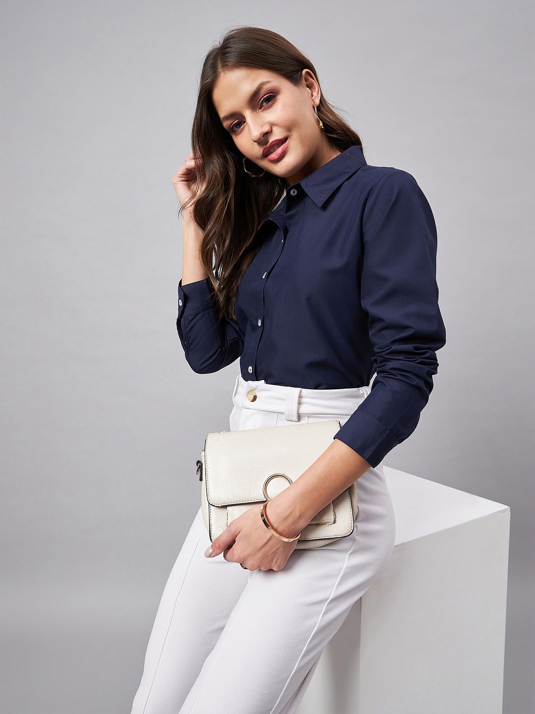 

Style Quotient Smart Long Sleeves Opaque Formal Shirt, Navy blue