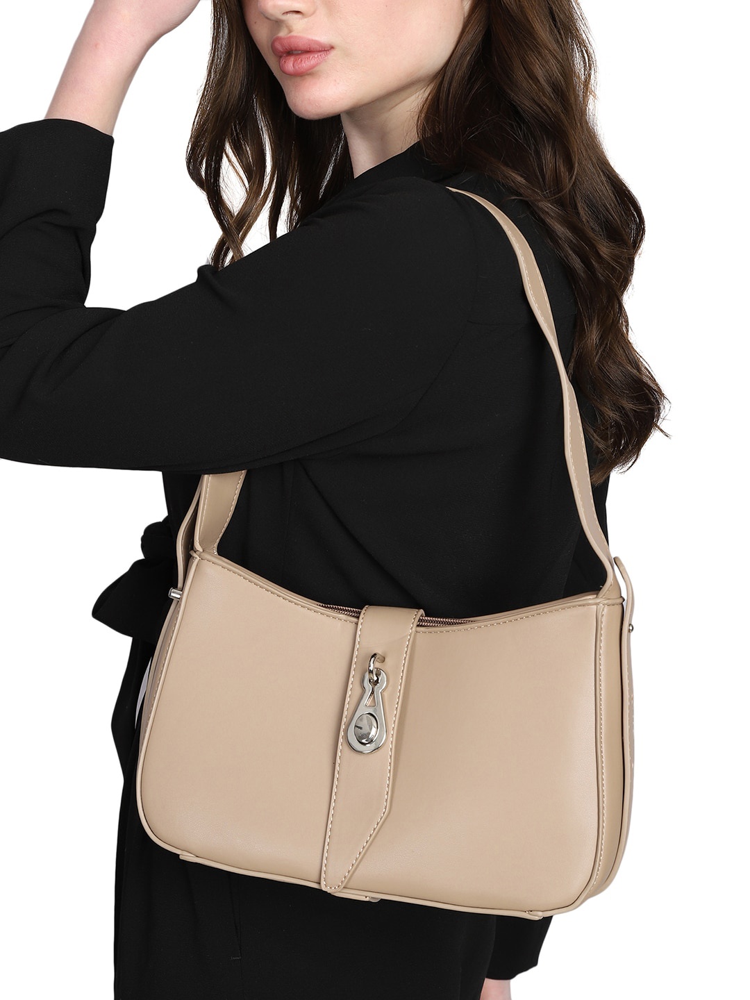 

MINI WESST PU Structured Hobo Bag, Beige