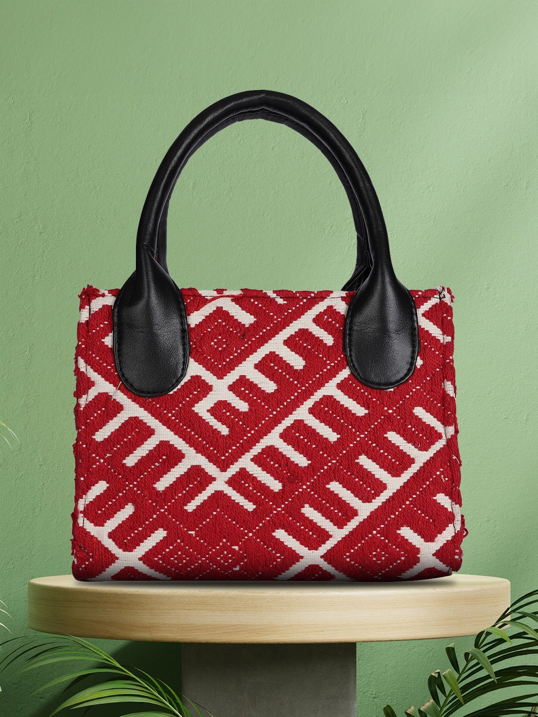 

MINI WESST Printed Shopper Handheld Bag, Red