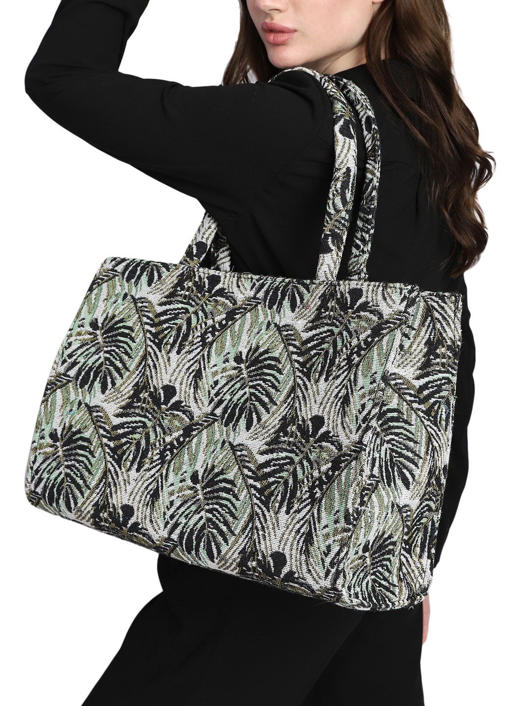 

MINI WESST Ethnic Motifs Printed Shoulder Bag Up to 16 inch, Off white