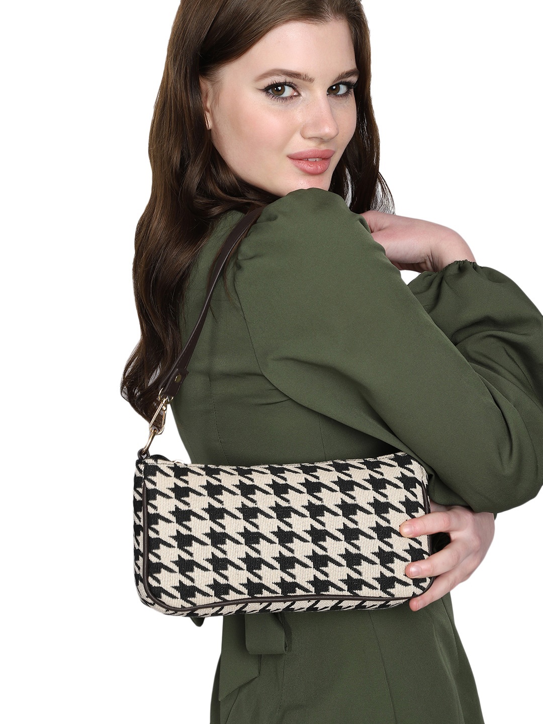 

MINI WESST Abstract Printed Structured Shoulder Bag, White