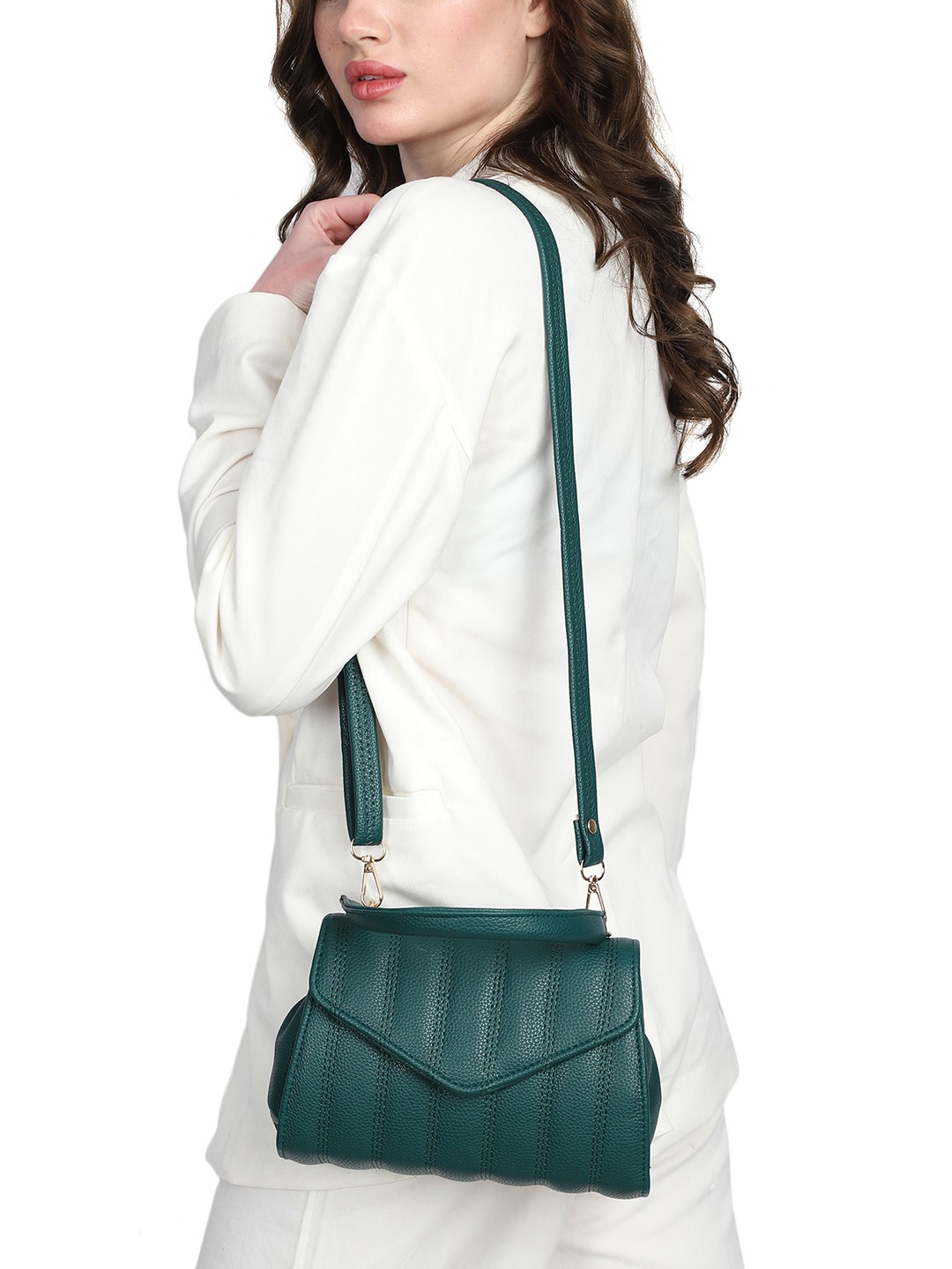 

MINI WESST Textured Structured Handheld Bag, Green