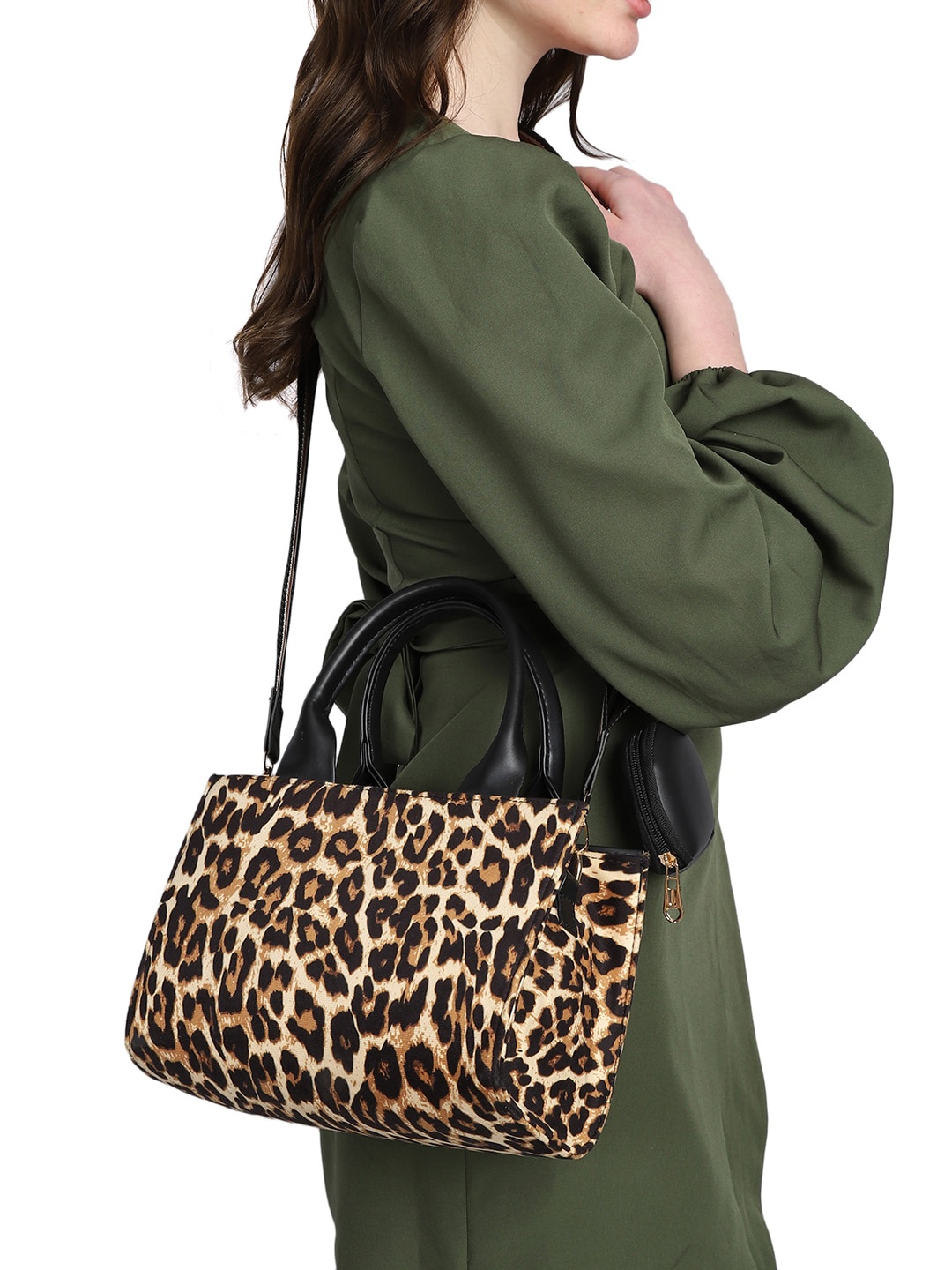 MINI WESST Animal Printed Shopper Handheld Bag, Brown