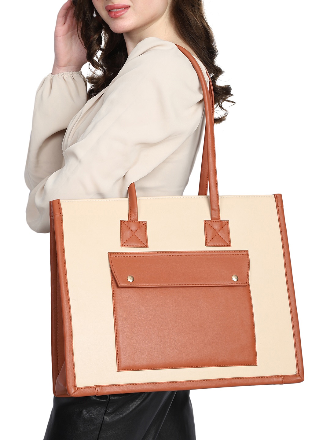 

MINI WESST Oversized Structured Shoulder Bag, Beige