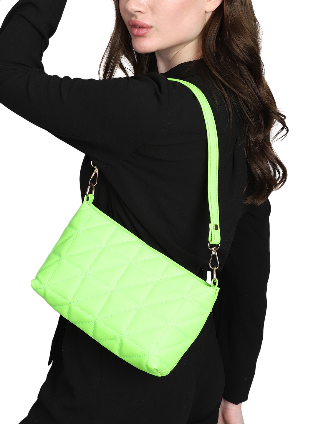 

MINI WESST Quilted Structured Handheld Bag, Green
