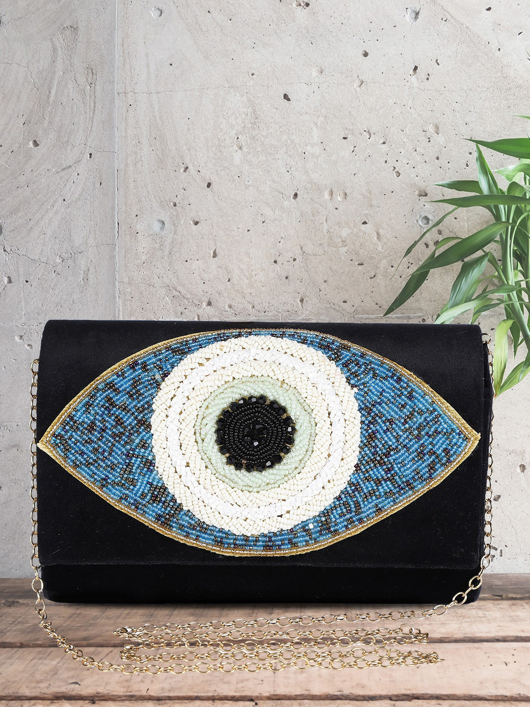 

MINI WESST Embellished Suede Structured Sling Bag, Black