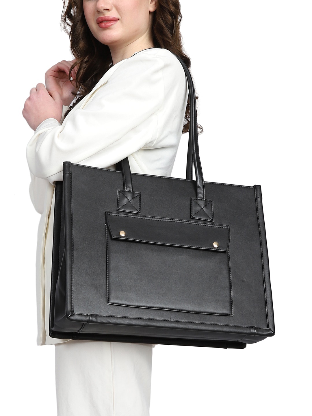 MINI WESST Oversized Structured Shoulder Bag, Black