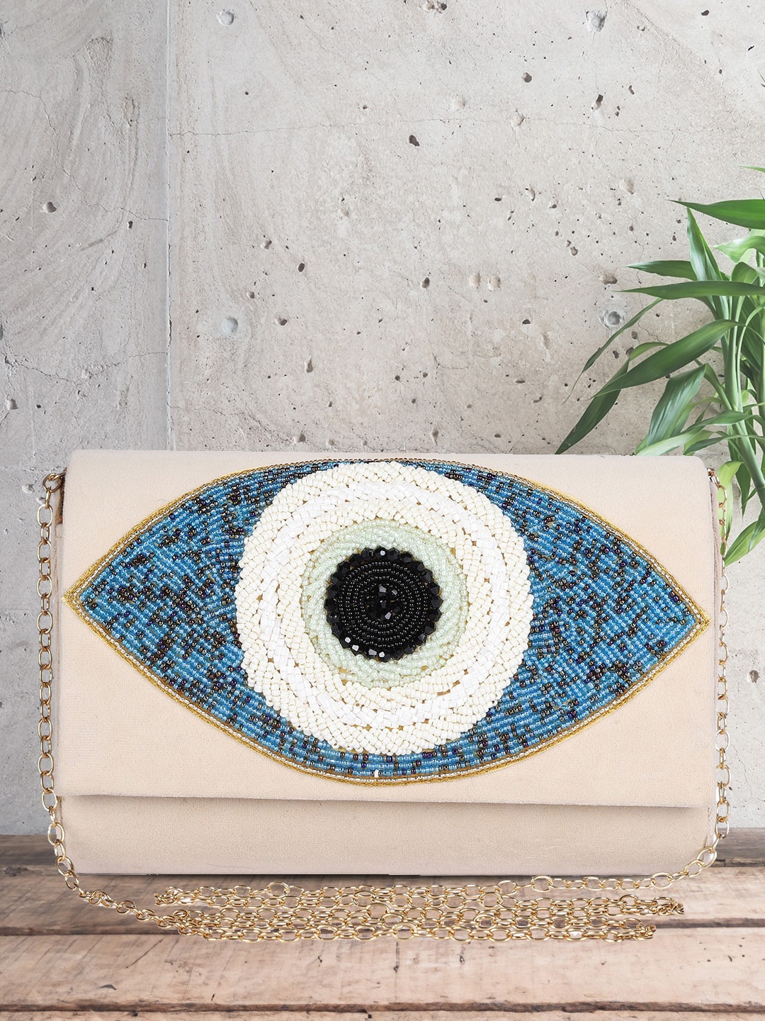 

MINI WESST Embellished Evil Eye Box Clutch, White