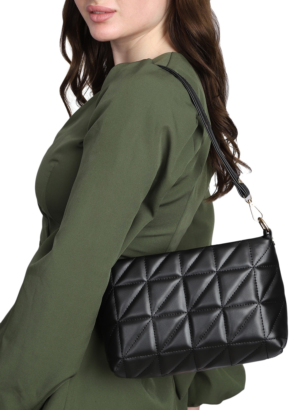 

MINI WESST Textured Structured Shoulder Bag, Black