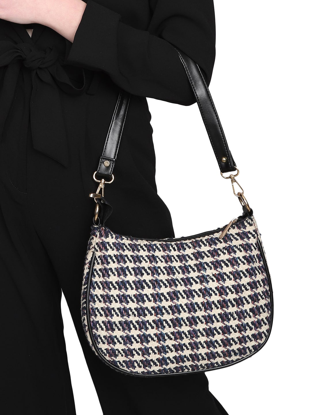 

MINI WESST Abstract Printed Structured Shoulder Bag, White