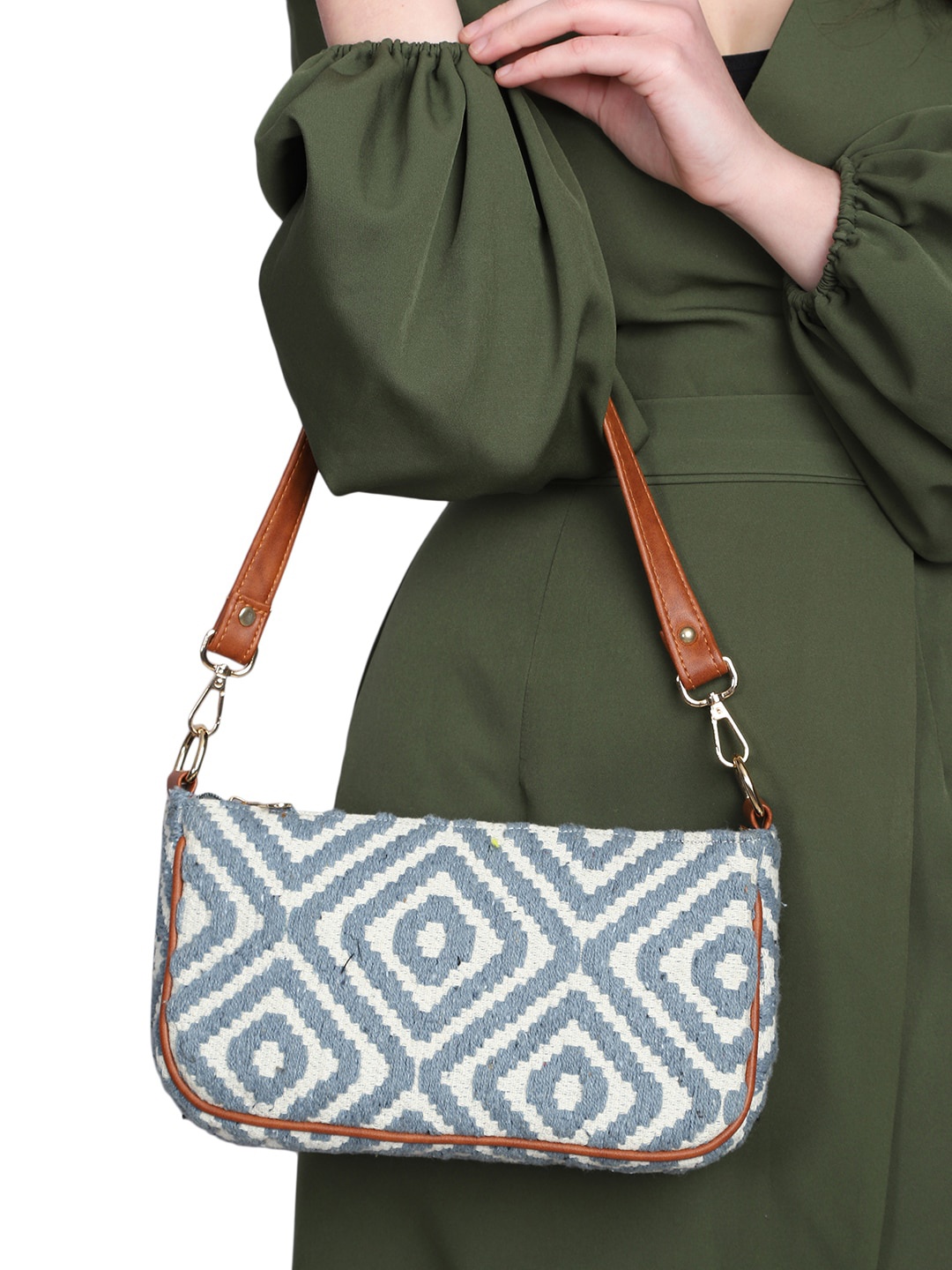 

MINI WESST Geometric Printed Hobo Bag, Blue