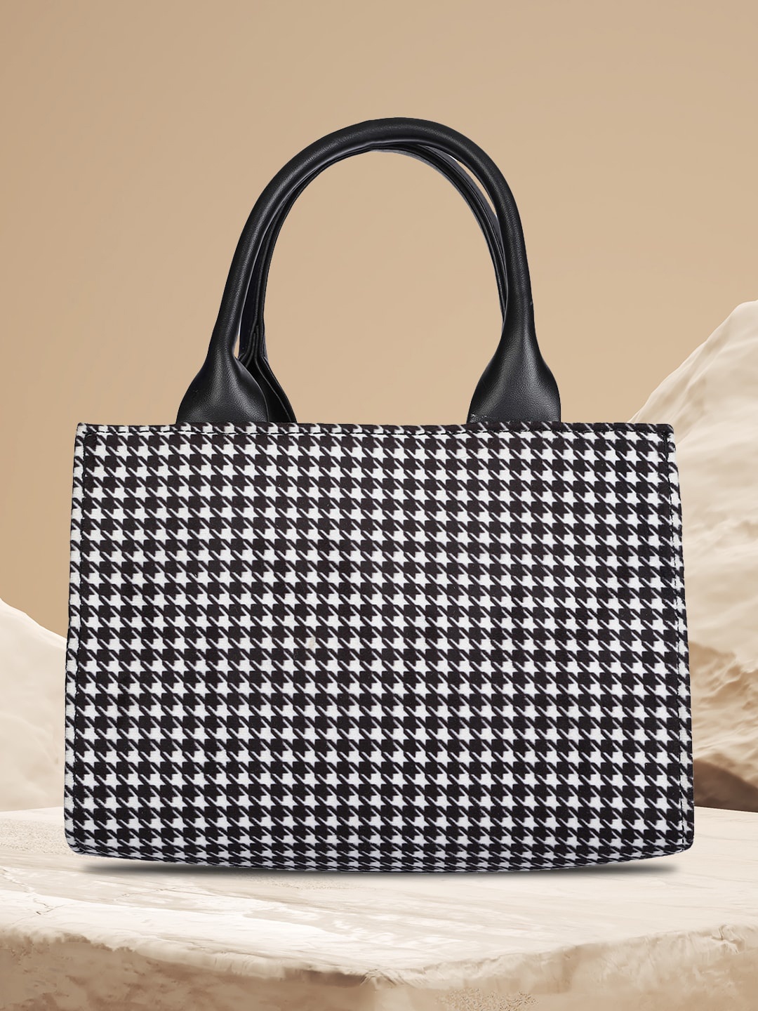 

MINI WESST Geometric Printed Shopper Handheld Bag, White