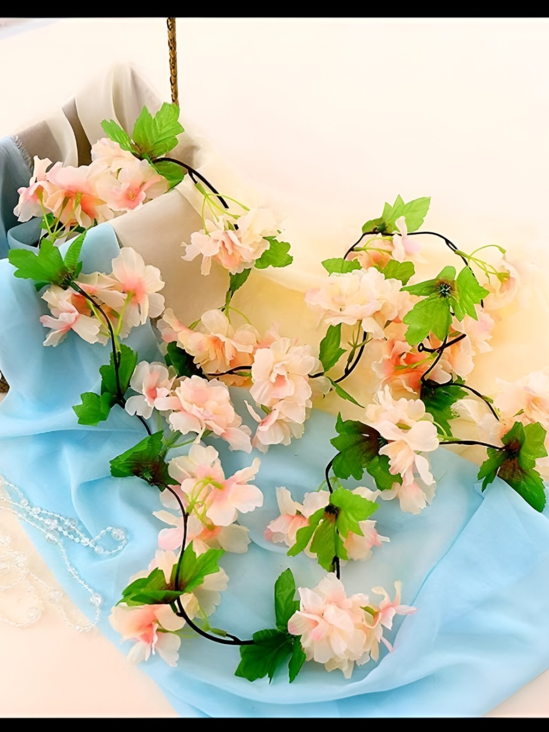 

Satyam Kraft Orange 2 Lines Hanging Cherry Blossom Artificial Flower