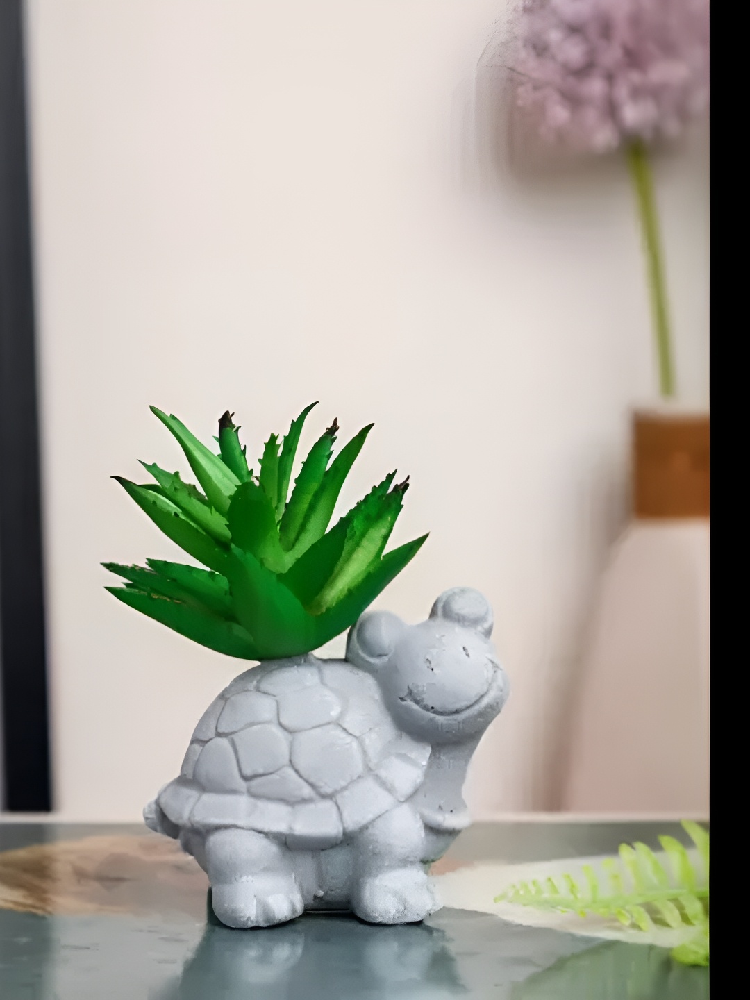 

Satyam Kraft Green & Grey Succulent Artificial Plant With Tortoise Shaped Pot