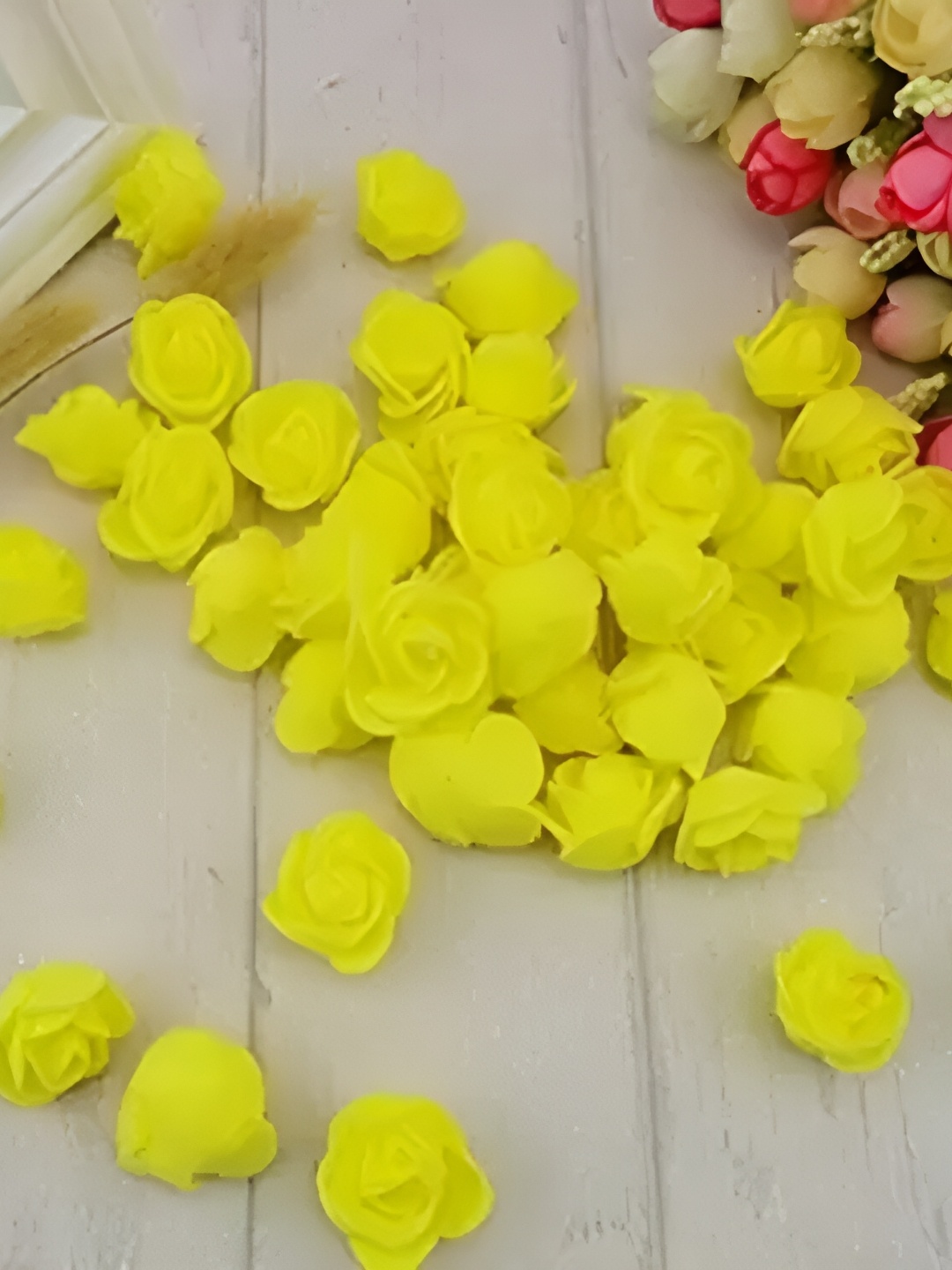 Satyam Kraft Yellow 50 Pieces Rose Artificial Flower