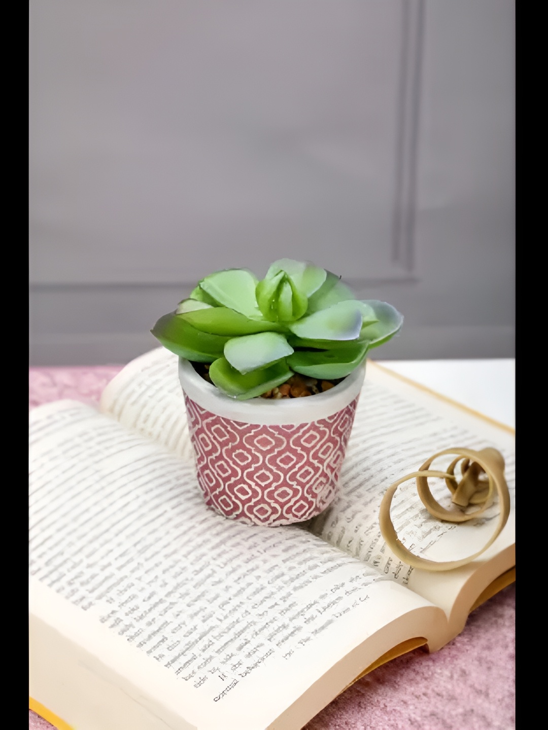 

Satyam Kraft Green & Pink Succulent Artificial Plant With Pot