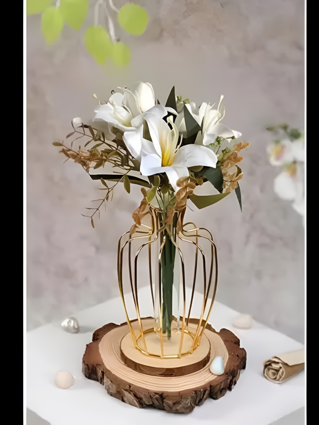 

Satyam Kraft White & Green Lily Artificial Flower