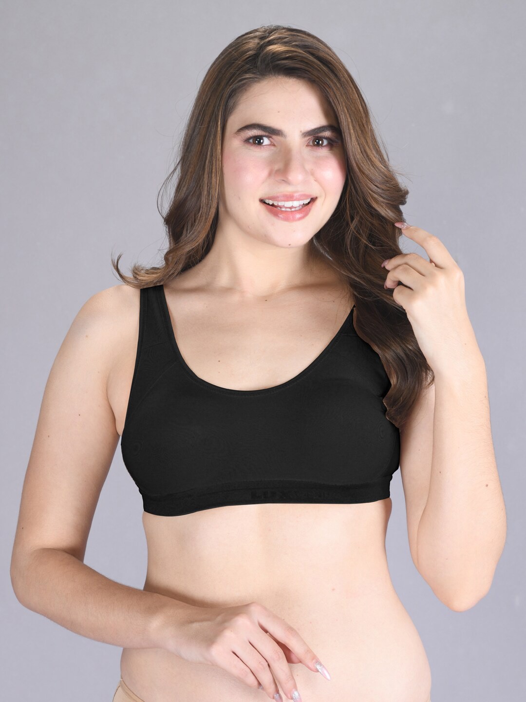 

LUX VENUS Full Coverage Cotton Workout Bra With All Day Comfort, Black