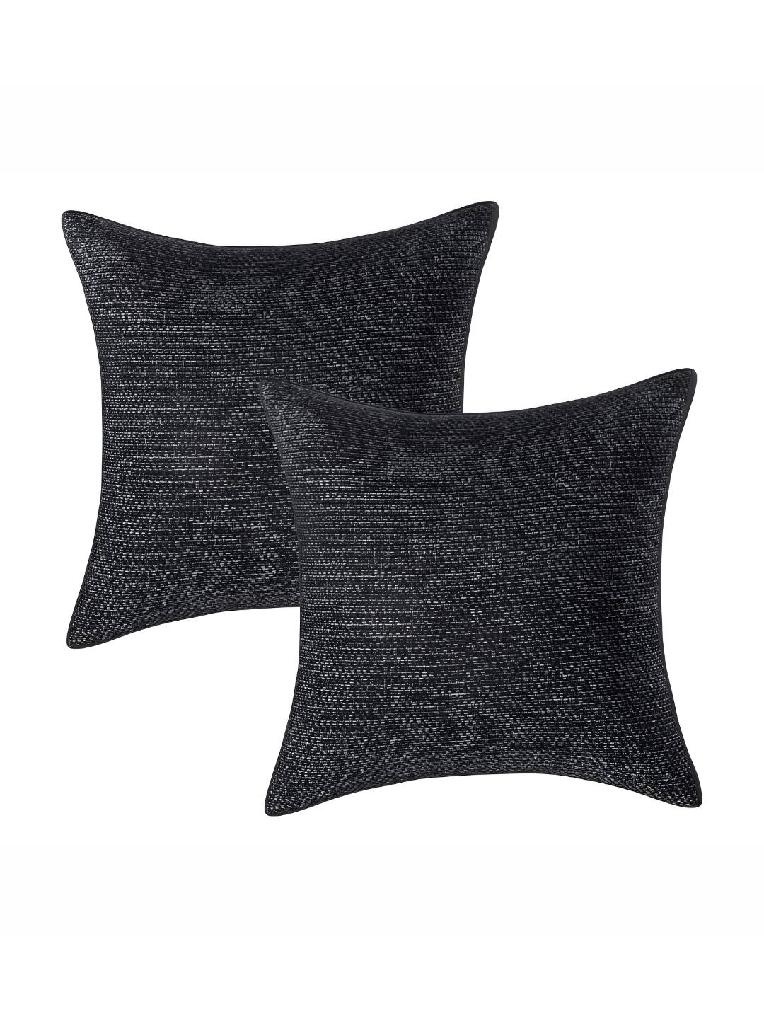 

CASA-NEST Black 2 Pieces Jute Cotton Square Cushion Covers