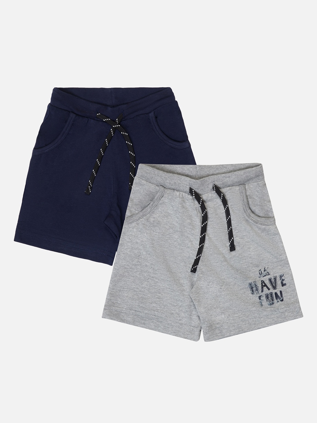 Bodycare Kids Boys Pack Of 2 Mid Rise Cotton Shorts, Navy blue