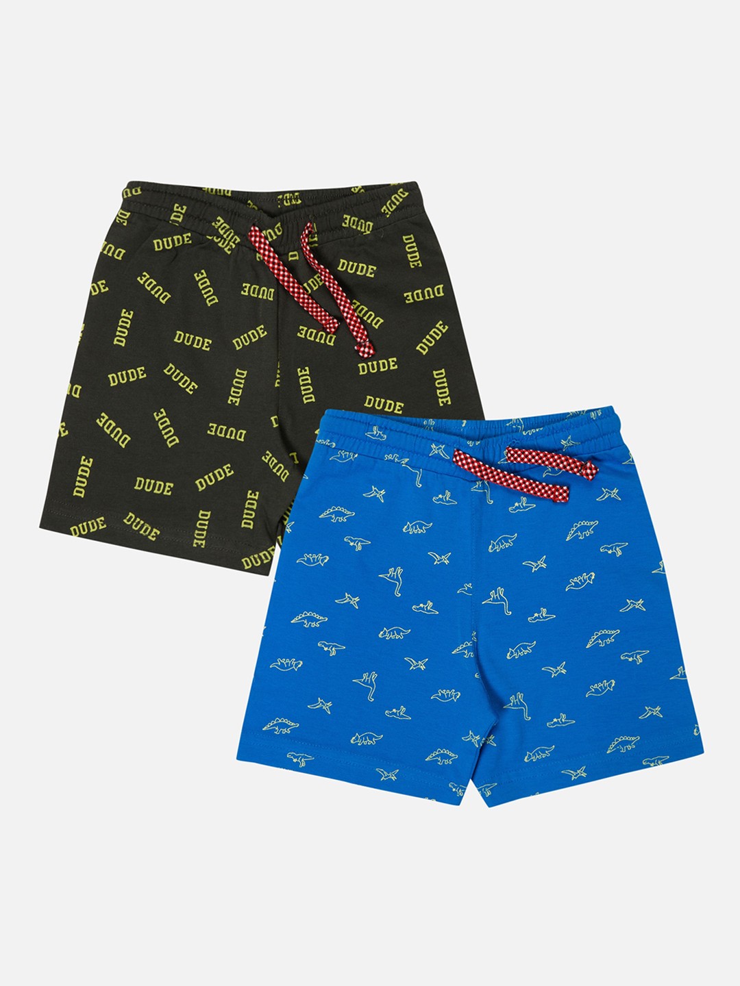 

Bodycare Kids Boys Pack Of 2 Printed Mid Rise Cotton Shorts, Green