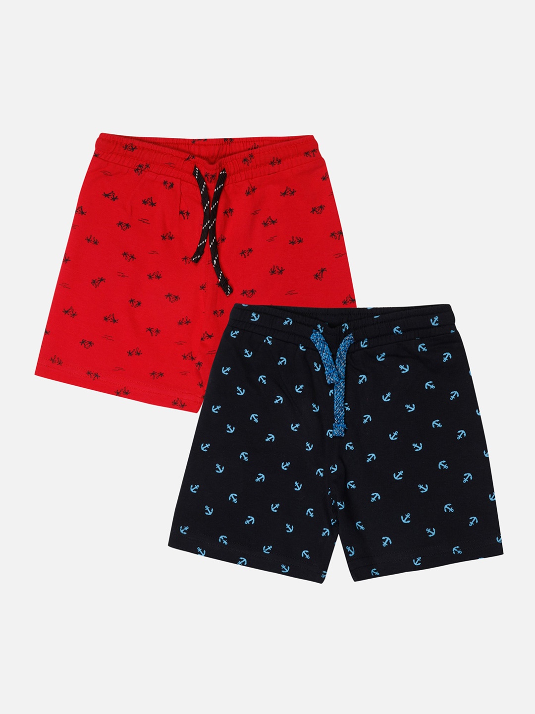 

Bodycare Kids Boys Pack Of 2 Conversational Printed Mid Rise Cotton Shorts, Red