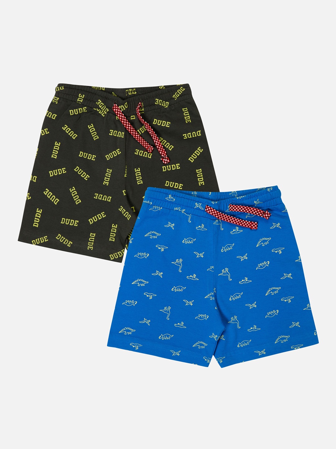 

Bodycare Kids Boys Pack Of 2 Printed Mid Rise Cotton Shorts, Green