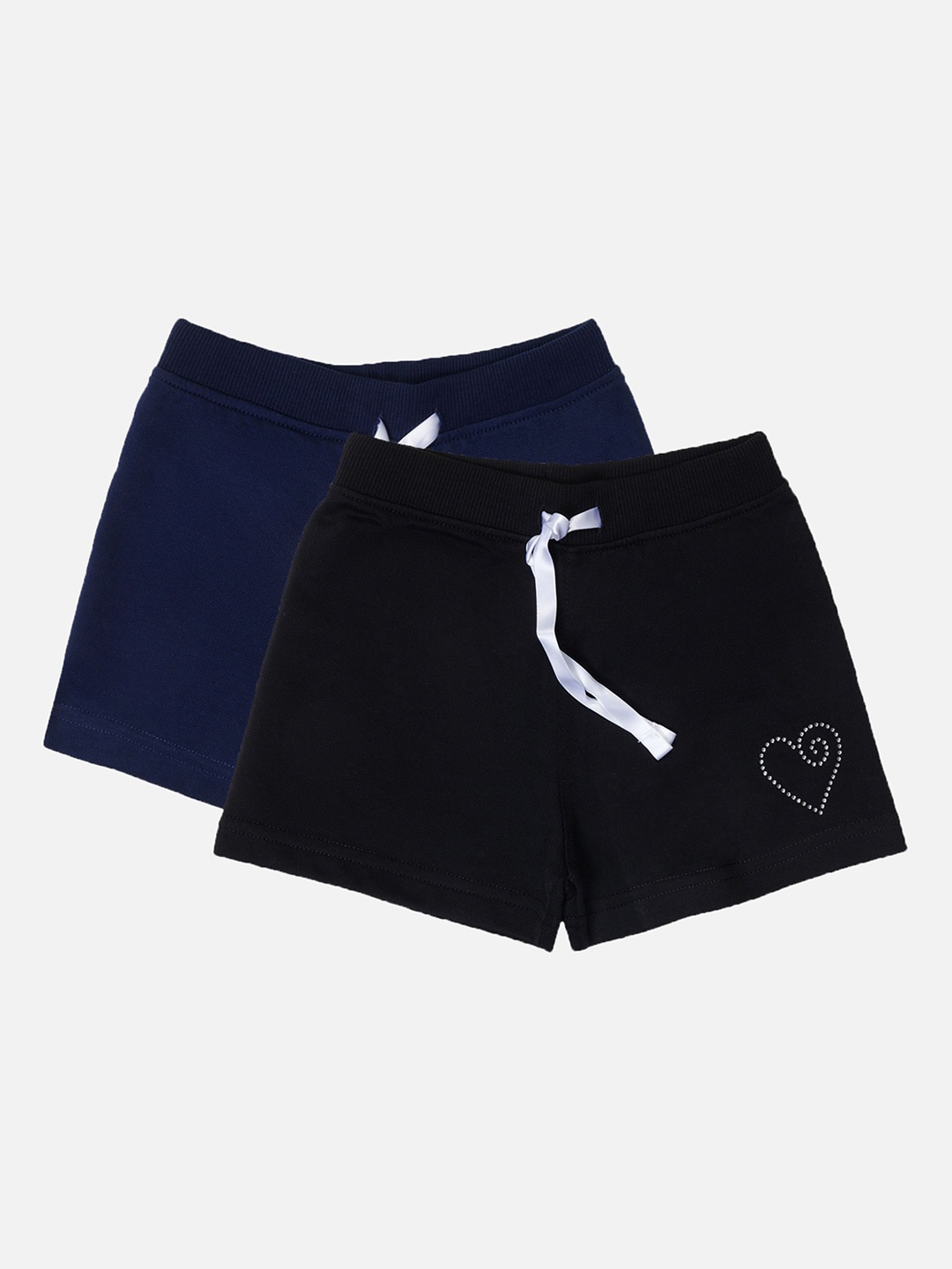 

Bodycare Kids Girls Pack Of 2 Mid-Rise Cotton Shorts, Black