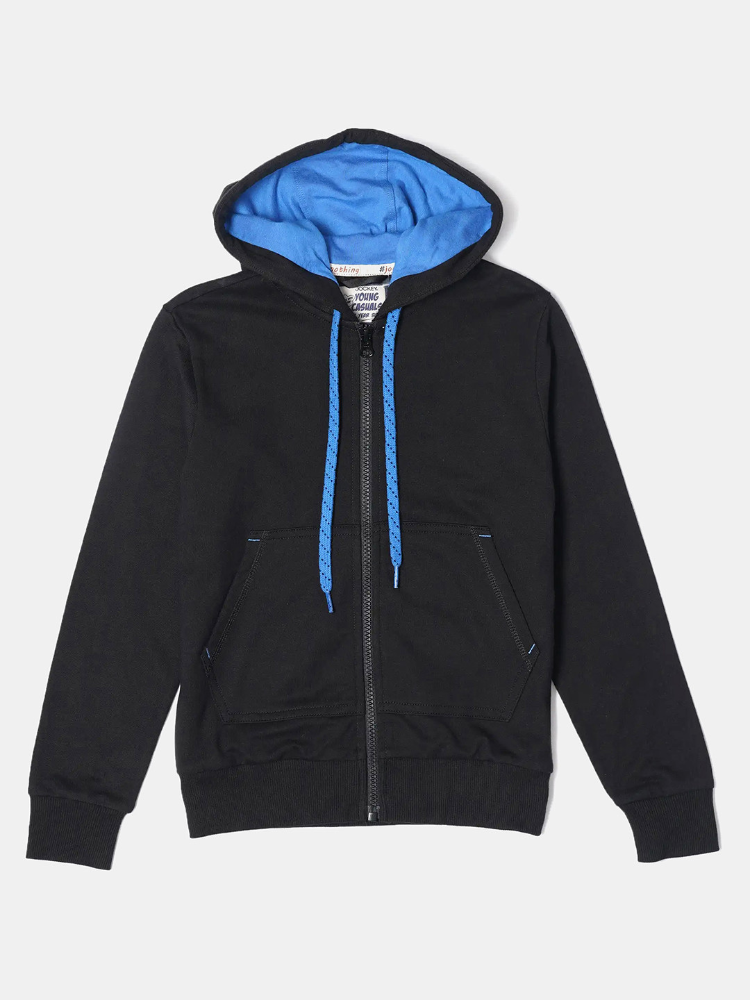

Jockey Boys Super Combed Cotton Printed Hoodie Jacket With Convenient Side Pockets-CB07, Black