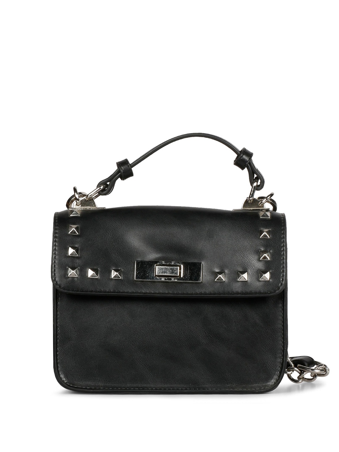 

Favore Embellished Leather Handheld Bag, Black