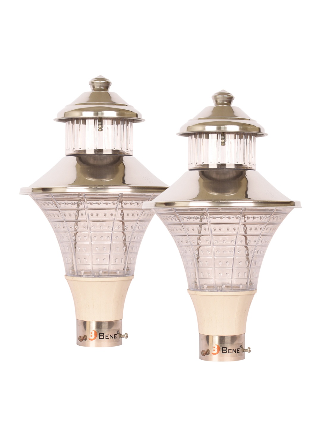 BENE Grey & Beige 2 Pieces Frustum Shaped Self-Assembly Outdoor Lamps