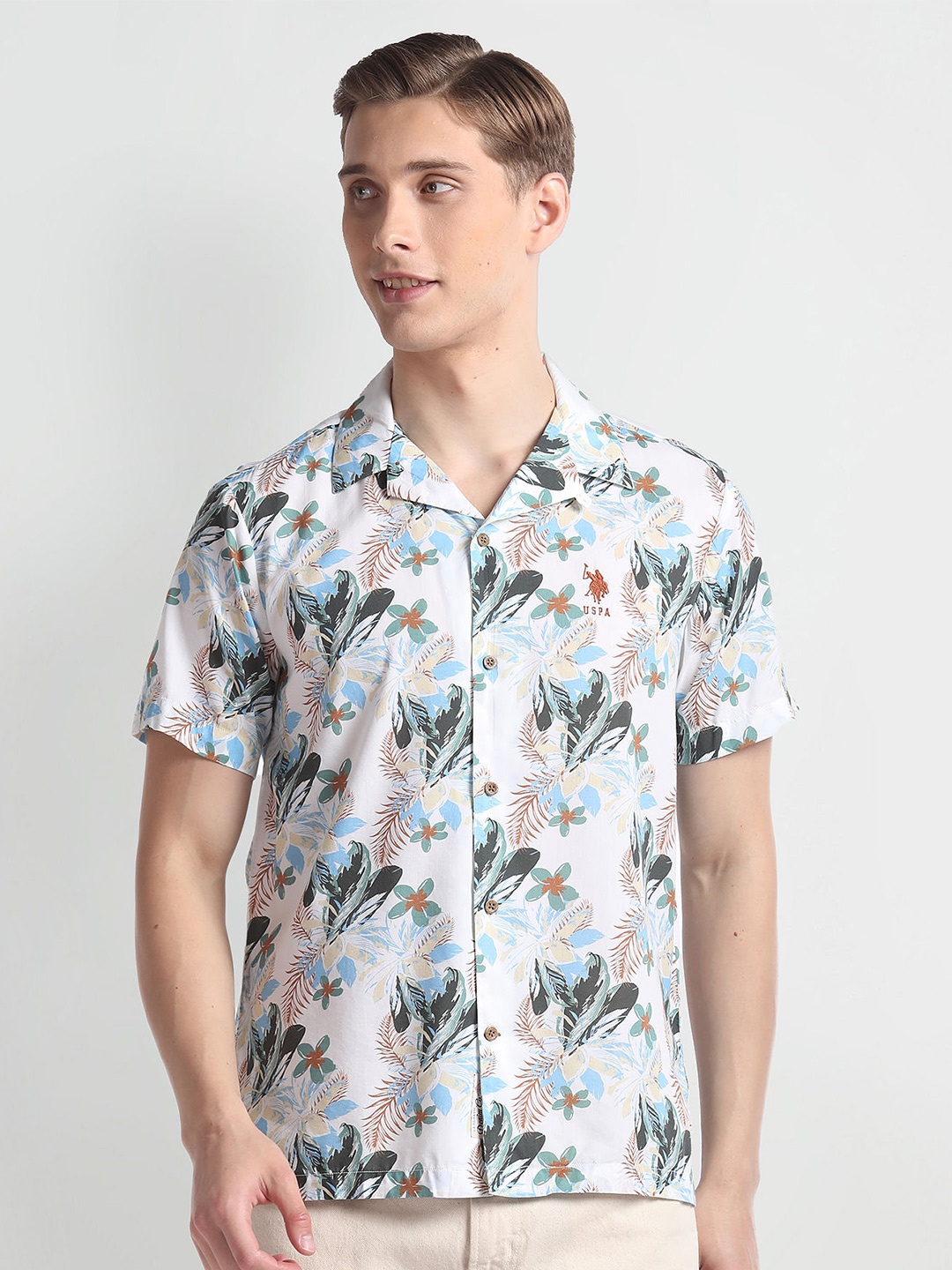 

U.S. Polo Assn. Denim Co. Slim Fit Floral Opaque Printed Casual Shirt, Blue