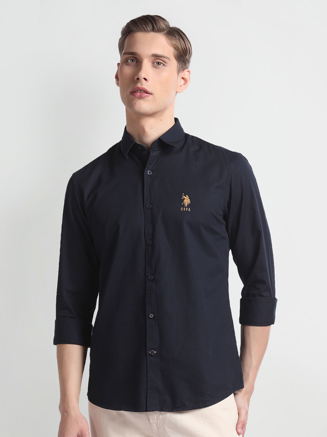 

U.S. Polo Assn. Denim Co. Slim Fit Opaque Casual Shirt, Blue