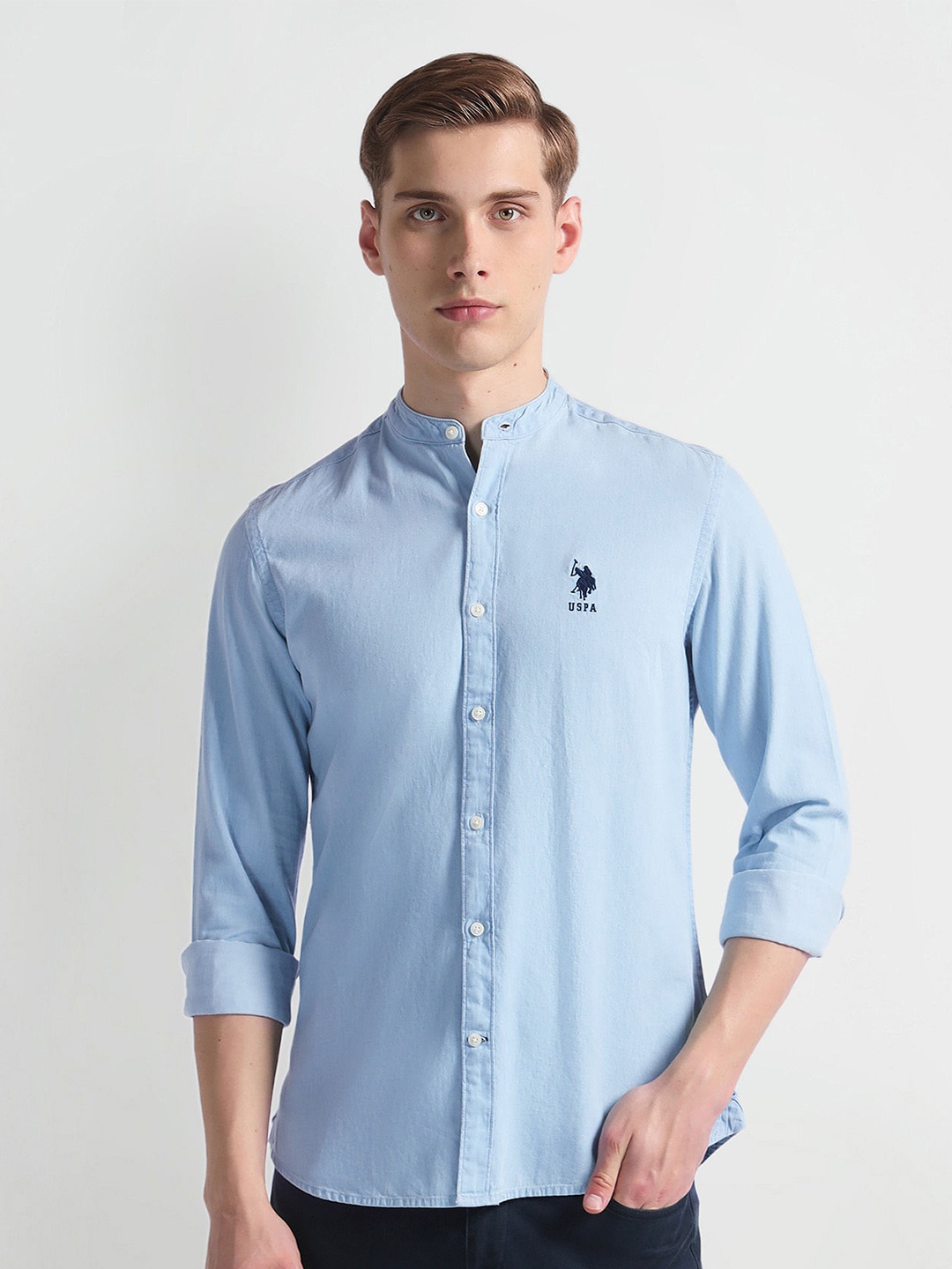 

U.S. Polo Assn. Denim Co. Slim Fit Opaque Casual Shirt, Blue