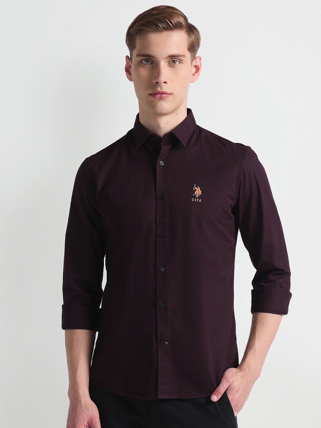 

U.S. Polo Assn. Denim Co. Slim Fit Spread Collar Casual Shirt, Purple