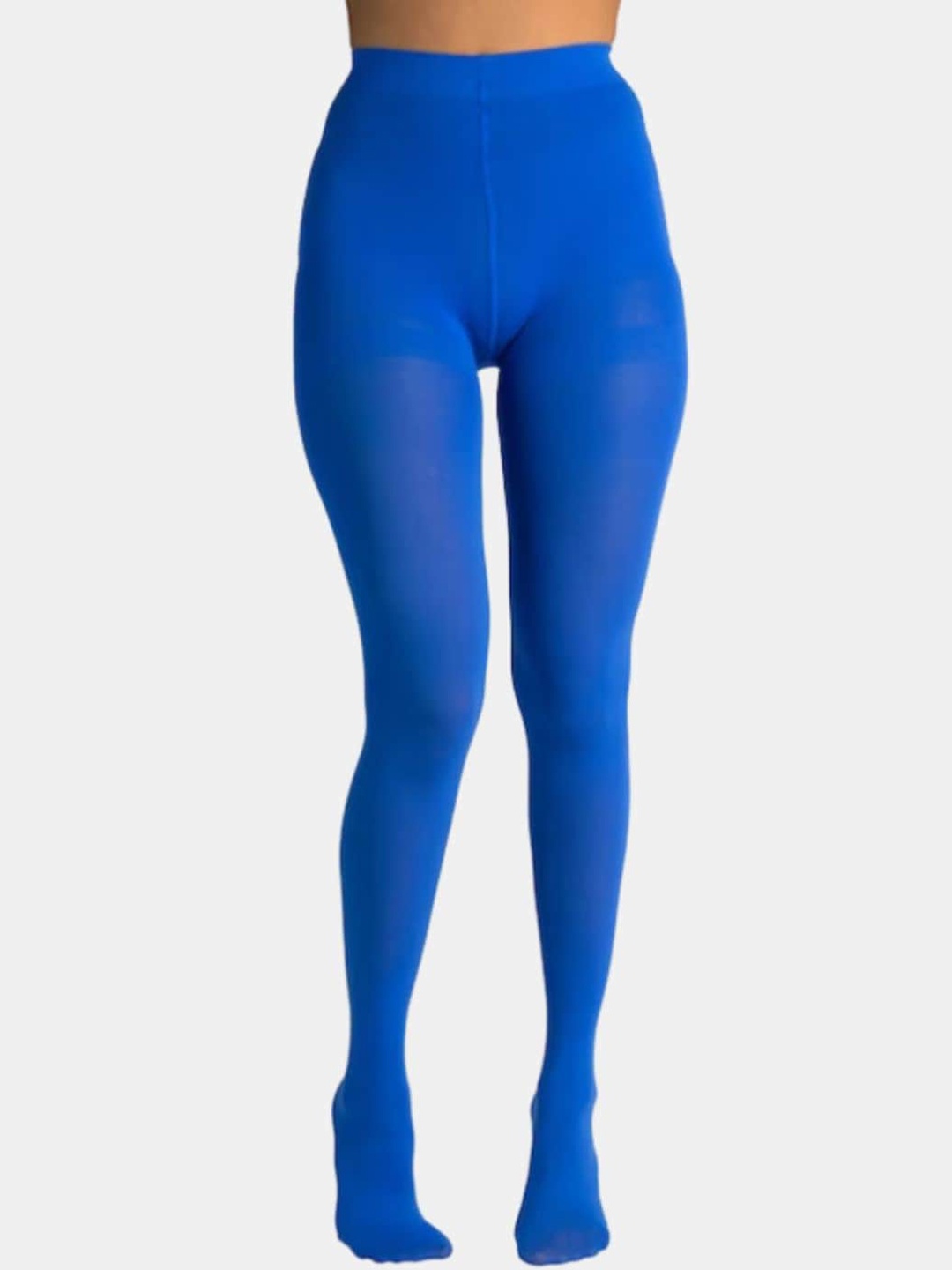 SECRETS BY ZEROKAATA High Waist Non-Transparent Stockings, Blue