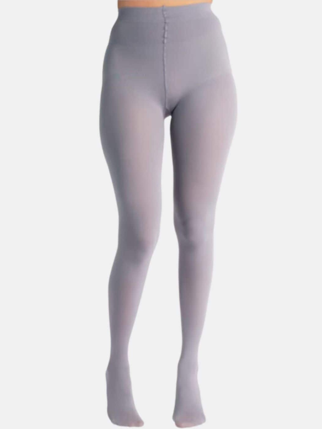 SECRETS BY ZEROKAATA High Waist Non-Transparent Stockings, Grey