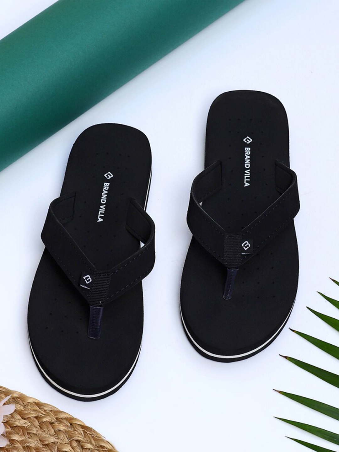 BRAND VILLA Women Thong Flip-Flops, Black